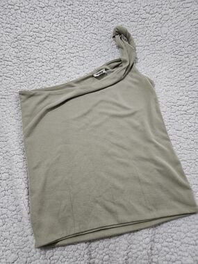 Cotton On One-Shoulder Ribbed Camisole in Sage Green
